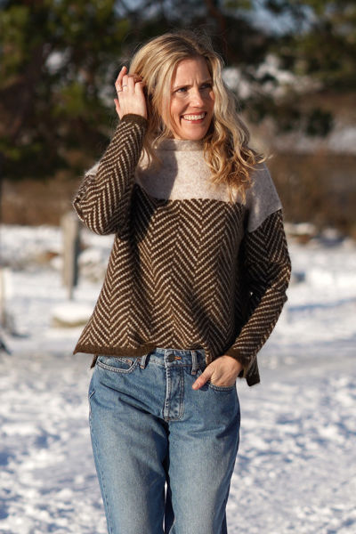 Mia™| Luxe Coltrui met Trendy Visgraatpatroon
