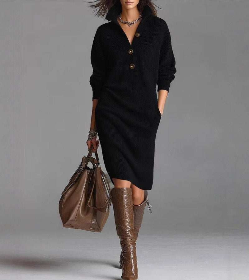 Beeckhoven™ | Elegante Winter Jurk Met Knopen