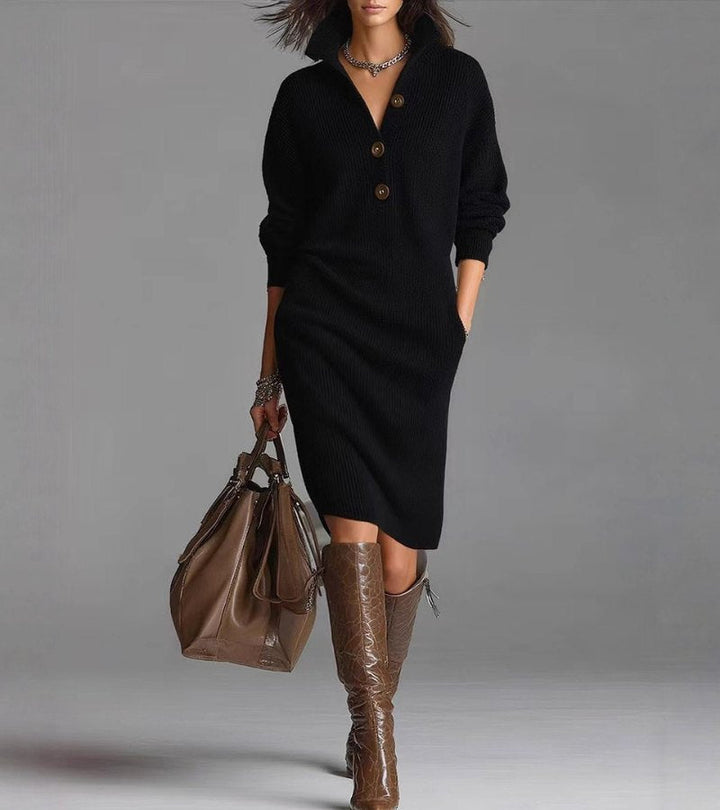 Beeckhoven™ | Elegante Winter Jurk Met Knopen