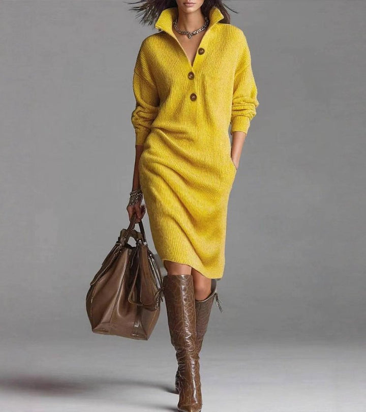 Beeckhoven™ | Elegante Winter Jurk Met Knopen