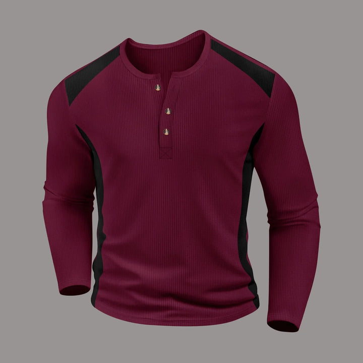 Beeckhoven™ | Wafelgestreept Shirt Met Lange Mouwen