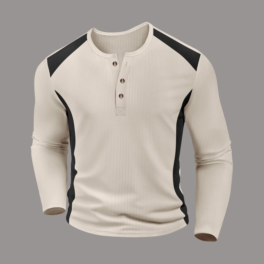 Beeckhoven™ | Wafelgestreept Shirt Met Lange Mouwen