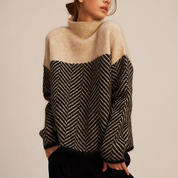 Mia™| Luxe Coltrui met Trendy Visgraatpatroon