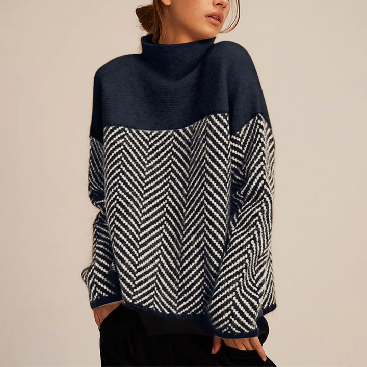 Mia™| Luxe Coltrui met Trendy Visgraatpatroon